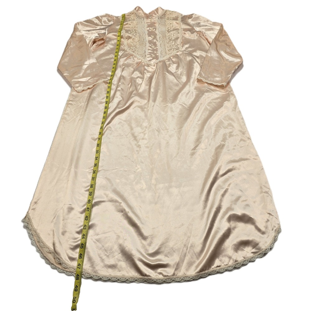 Amanda Stewart Woman Vintage Pale Peachy/Pink Lace Long Sleeve Maxi Nightgown S - Picture 5 of 11